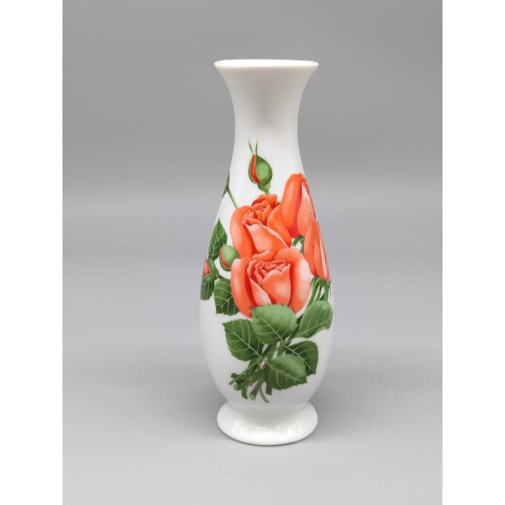 Vintage Helen Steiner Rice Keepsake Gibson Cards Small Bud Vase Red Flowers 6.5"